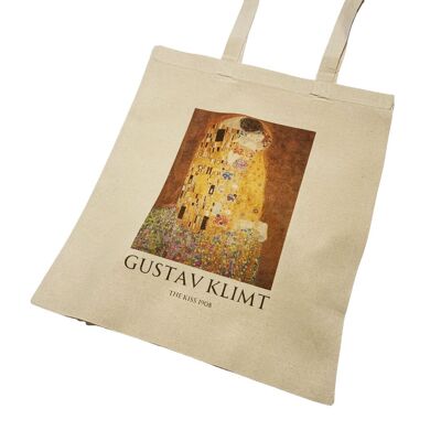 Borsa tote Gustav Klimt The Kiss con titolo estetico