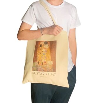 Gustav Klimt The Kiss Tote Bag avec titre esthétique 2