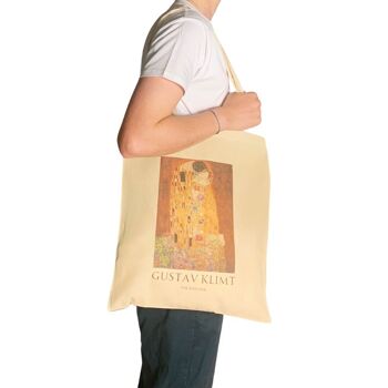 Gustav Klimt The Kiss Tote Bag avec titre esthétique 3