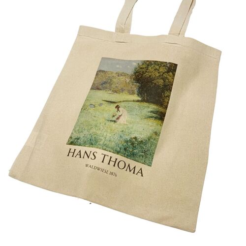 Hans Thoma Waldwiese (1876) Vintage Art Tote Bag with Title