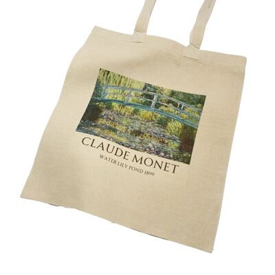 Claude Monet Water Lily Pond Tote Bag with Title