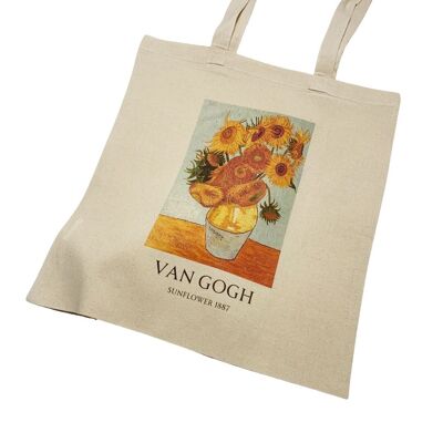 Van Gogh Sonnenblumen-Einkaufstasche mit Titel „Ästhetischer Sommer“.