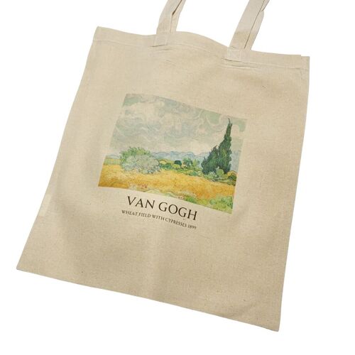 Van Gogh Wheat Field With Cypresses Tote Bag With Title