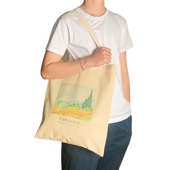 Champ de blé Van Gogh avec sac fourre-tout de cyprès avec titre 2
