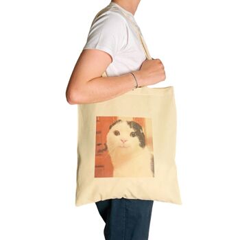 Tote Bag Mème de chat souriant drôle 3