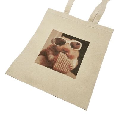 Hamster Wearing Glasses Funny Tote Bag Cool Hamster Meme