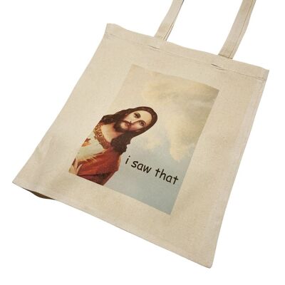 Funny Jesus 'I Saw That' Meme Tote Bag Christian Religion