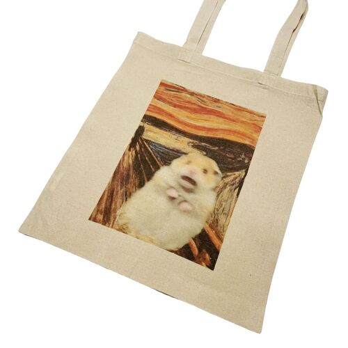 The Scream Hamster Meme Tote Bag Vintage Art Meme