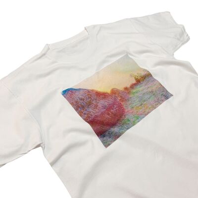 Claude Monet Haystack T-Shirt Vintage Art Sunset Print