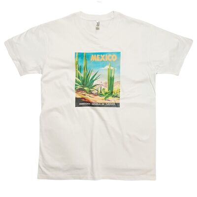 Camiseta con póster de viaje de México, estampado artístico Vintage, Cactus