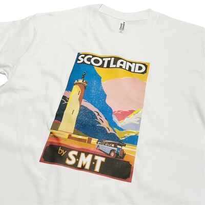T-shirt d'arte vintage con poster di viaggio in Scozia Top con arte scozzese