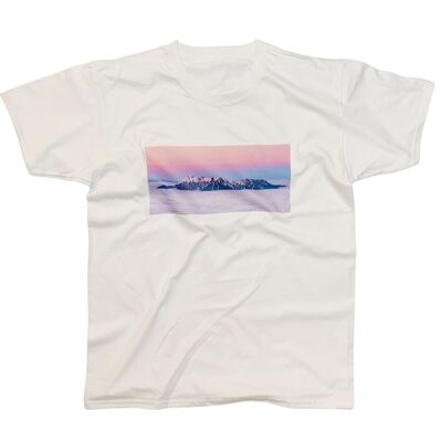 T-shirt coucher de soleil montagne imprimé Kawaii japonais minimaliste