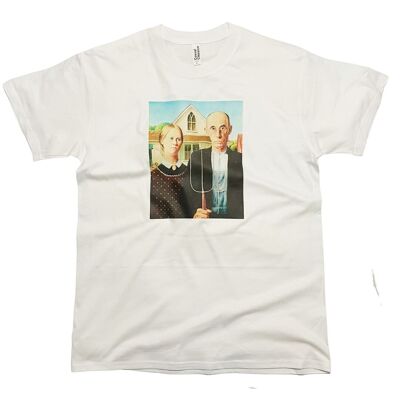 Grant Wood T-Shirt gothique américain célèbre Art Vintage