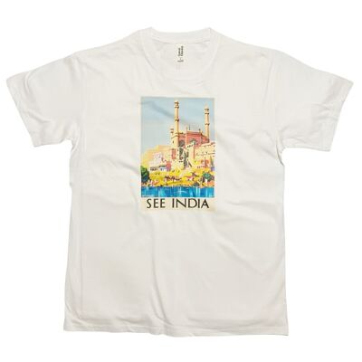 T-shirt avec affiche de voyage en Inde, haut imprimé d'art coloré Vintage