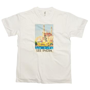T-shirt avec affiche de voyage en Inde, haut imprimé d'art coloré Vintage 1