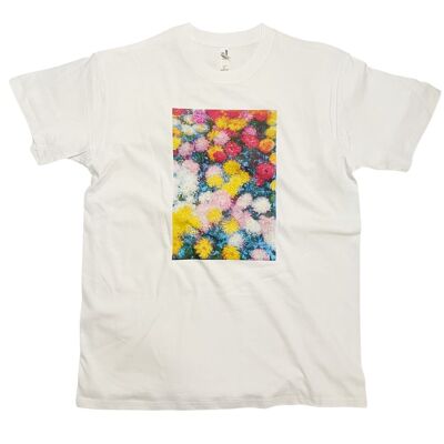 Camiseta floral vintage de arte pastel con estampado vibrante