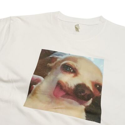 T-shirt divertente con meme sulla lingua del cane