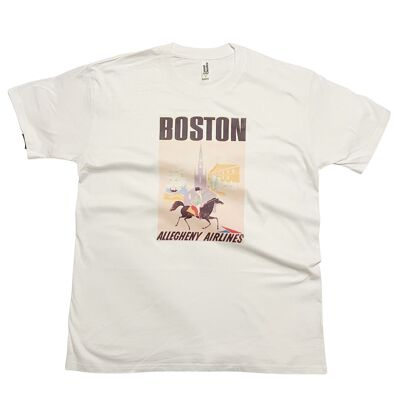 T-shirt con poster da viaggio Boston USA, arte vintage Massachusetts