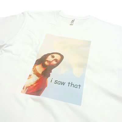 Divertente maglietta con meme "I Saw That" di Gesù, religione cristiana