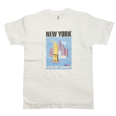 T-shirt poster da viaggio blu di New York, stampa artistica vintage
