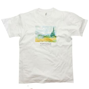 Champ de blé Van Gogh avec cyprès T-Shirt avec titre 3