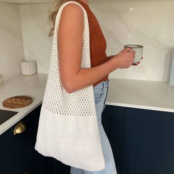 Sac à bandoulière en crochet tricoté blanc Eco Friendly Boho 2