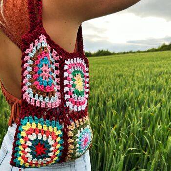 Sac fourre-tout à bandoulière en crochet fait main vert pour l'été 4