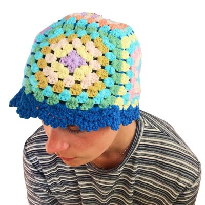 Granny Square Handmade Knitted Crochet Bucket Hat