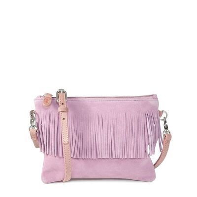 Sac pochette frangé en cuir Carnaby 28 hortensia