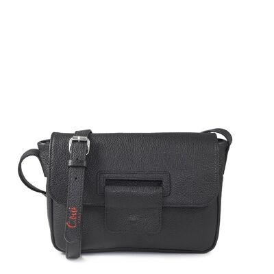 Sac bandoulière cuir grainé BONN 54 noir