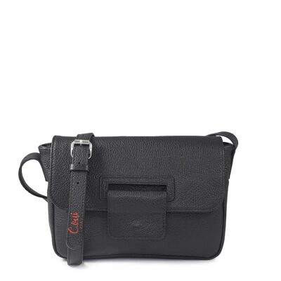 Bolso bandolera BONN 54 de piel granulada negra