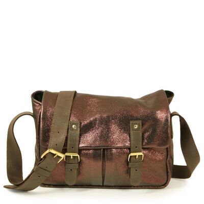 Sac besace postier en cuir lavé vintage BRISTOL 02- medoc