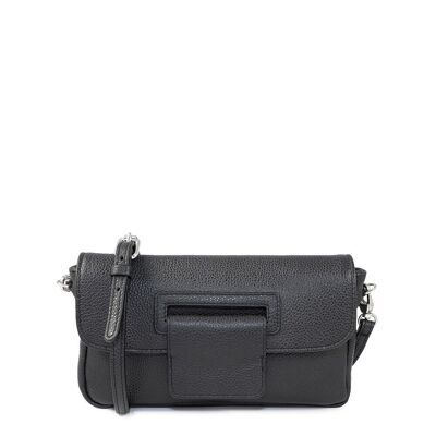 Bolso baguette BONN 29 de piel granulada negra