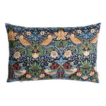 Coussin William Morris Voleur de fraises bleu 50x33 1