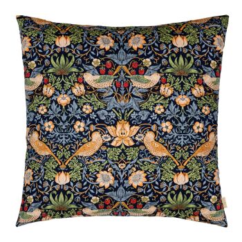 Coussin William Morris Voleur de fraises bleu 50x50 1