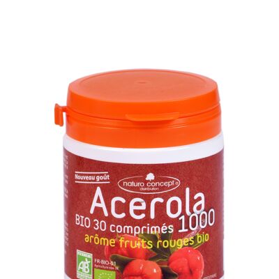 ACÉROLA 1000 BIO - AROME FRUIT ROUGE BIO  - 30 comprimés 17% de vitamine C