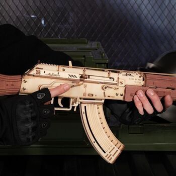 Puzzle 3D en bois DIY Fusil d'assaut AK-47, Robotime, LQ901, 71.7×5.6×21.5 cm 3