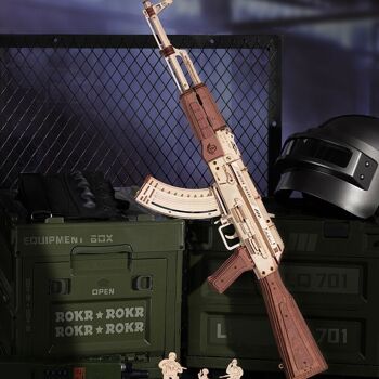 Puzzle 3D en bois DIY Fusil d'assaut AK-47, Robotime, LQ901, 71.7×5.6×21.5 cm 4