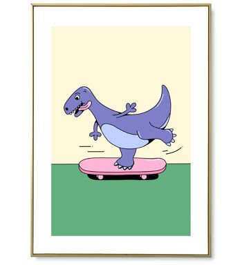 Affiche Dinosaure Skate 1