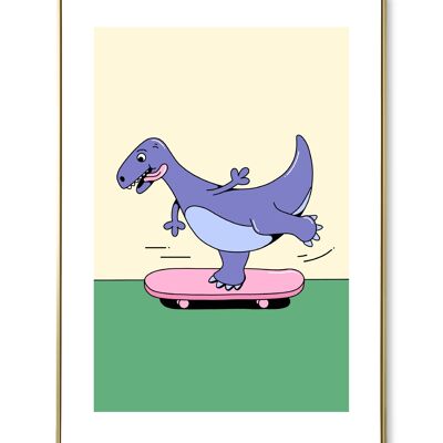 Affiche Dinosaure Skate