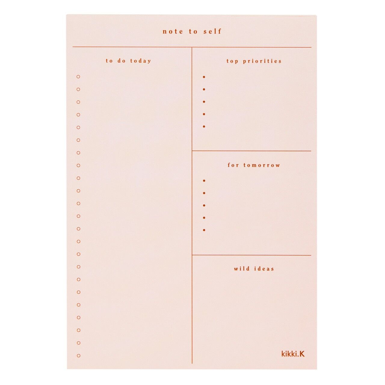 B5 daily notes pad blush: self