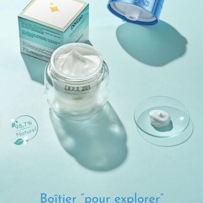 Boitier rechargeable pour crèmes de soins de peau - Pour explorer (design casque astronaute, bleu)