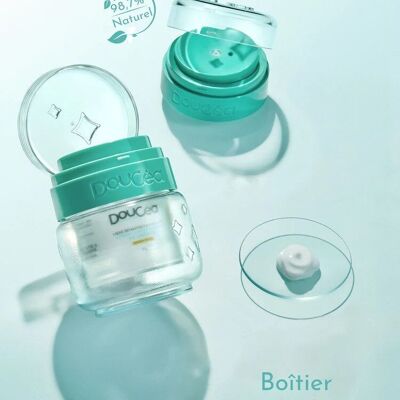 Refillable box for skin care creams - To discover (‘family’ design, green)