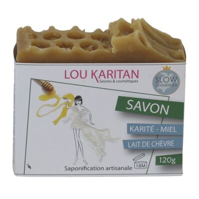 Savon surgras Karité Miel Lait de Chèvre 120 g Fait main