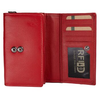 Yuki Grand Portefeuille Femme Portefeuille Cuir Rouge Protection RFID 3