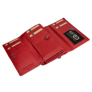 Yuki Grand Portefeuille Femme Portefeuille Cuir Rouge Protection RFID 4