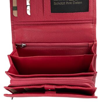 Yuki Grand Portefeuille Femme Portefeuille Cuir Rouge Protection RFID 17