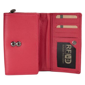 Yuki Grand Portefeuille Femme Portefeuille Cuir Rouge Protection RFID 18