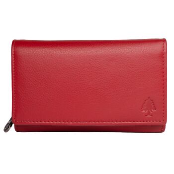 Yuki Grand Portefeuille Femme Portefeuille Cuir Rouge Protection RFID 37