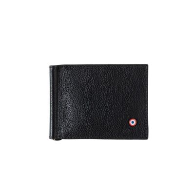 Hector Money Clip Wallet Black Grained Leather is Black